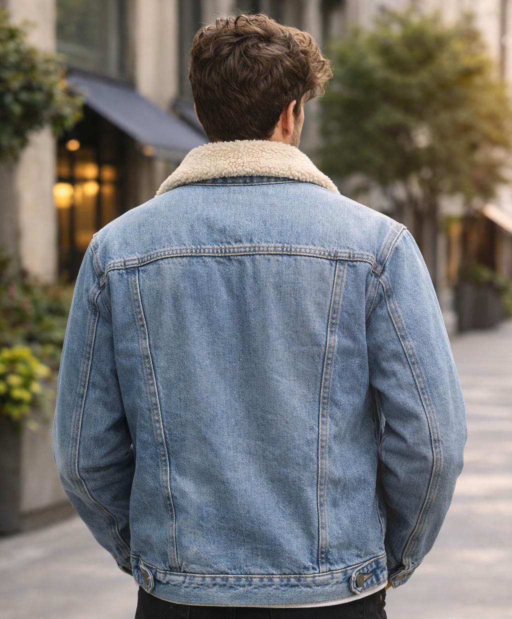 Chaqueta vaquera azul de forro polar para hombre de Forever 21, talla M.