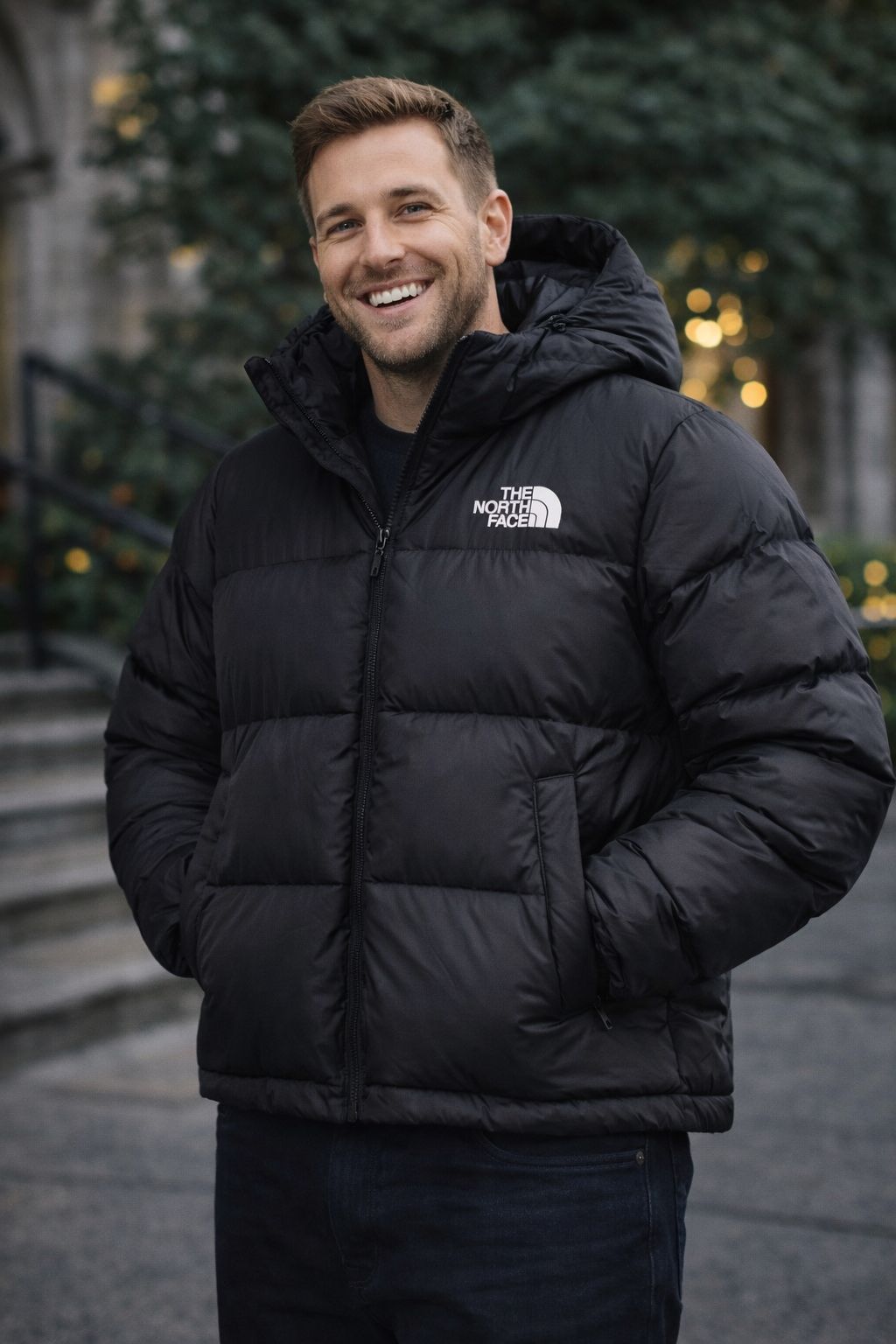 Chaqueta The North Face  negro logo blanco Talla L