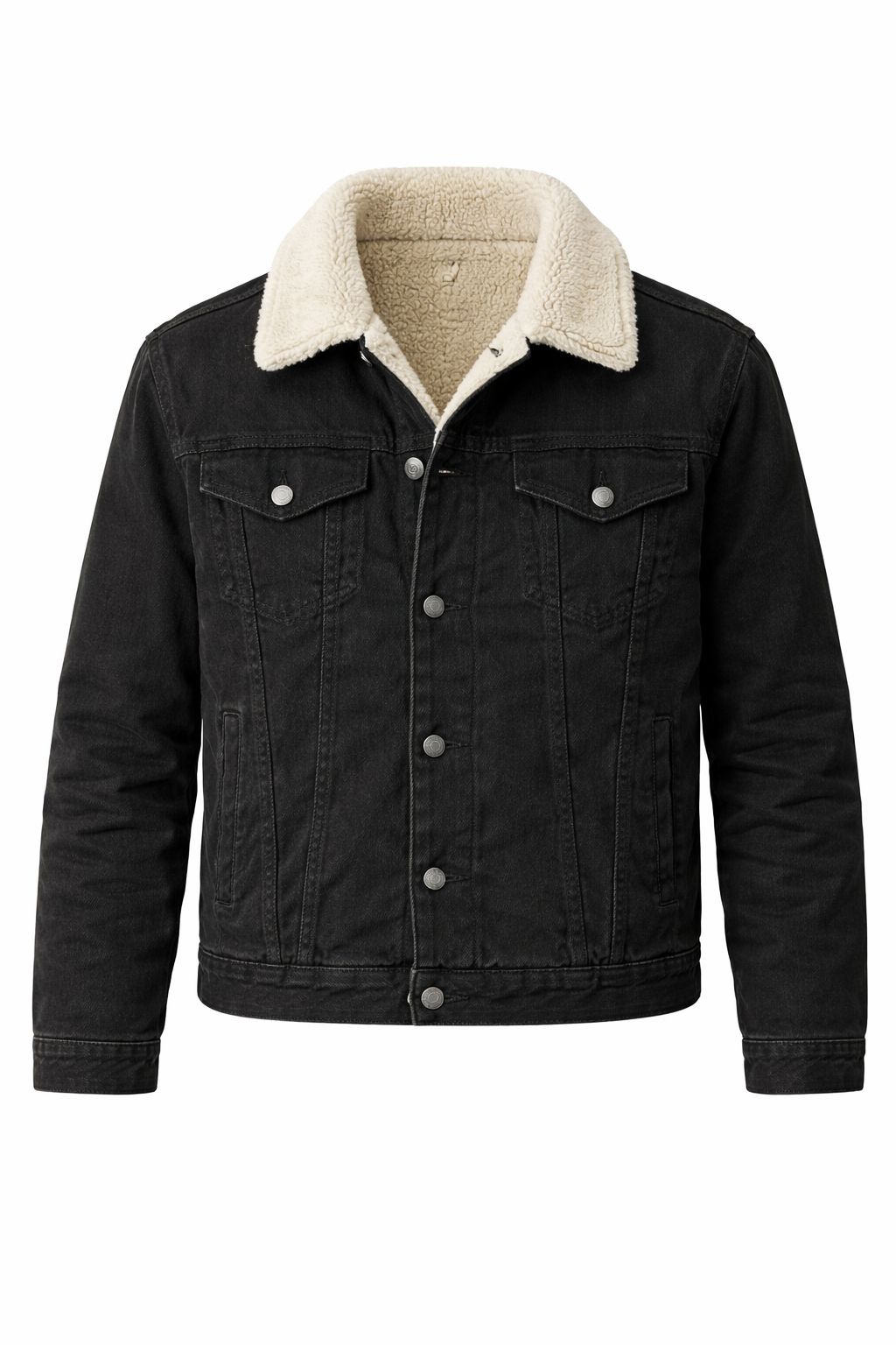 Chaqueta vaquera negro de forro polar para hombre de Forever 21, talla M.