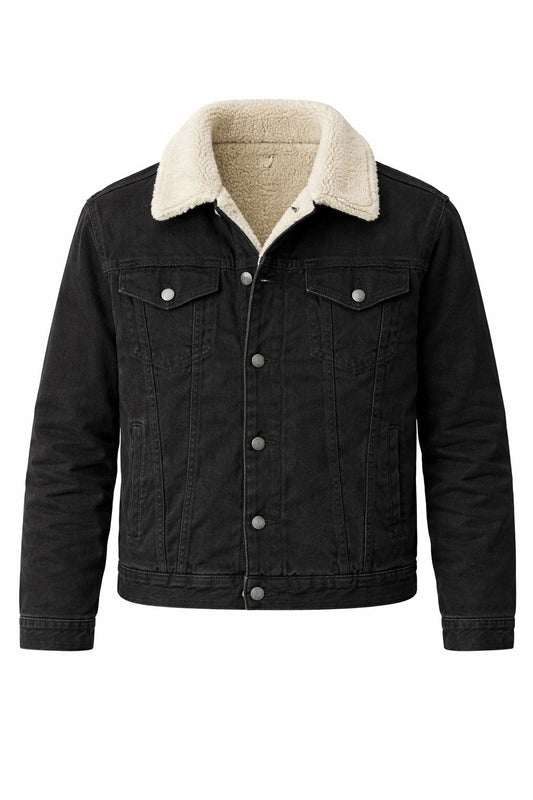 Chaqueta vaquera negro de forro polar para hombre de Forever 21, talla M.