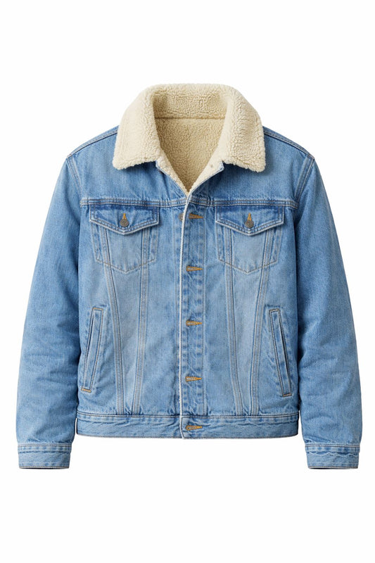 Chaqueta vaquera azul de forro polar para hombre de Forever 21, talla M.